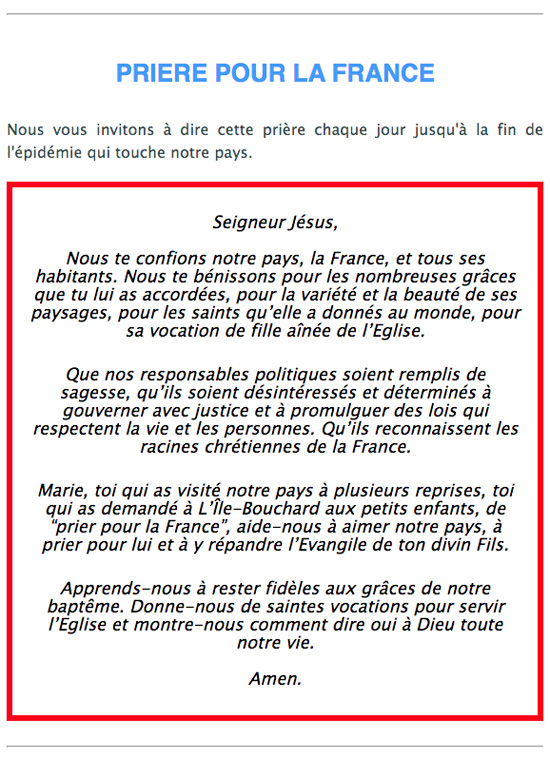 Pri&egrave;re pour la France (&Icirc;les Bouchard)